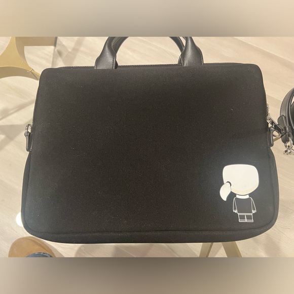 New Karl Lagerfeld Ikonik Laptop Case Briefcase Black - Picture 6 of 13